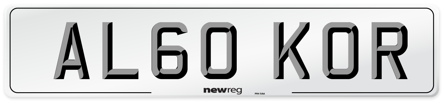 AL60 KOR Number Plate from New Reg